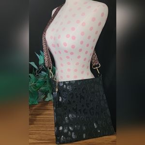 Black leopard print crossbody